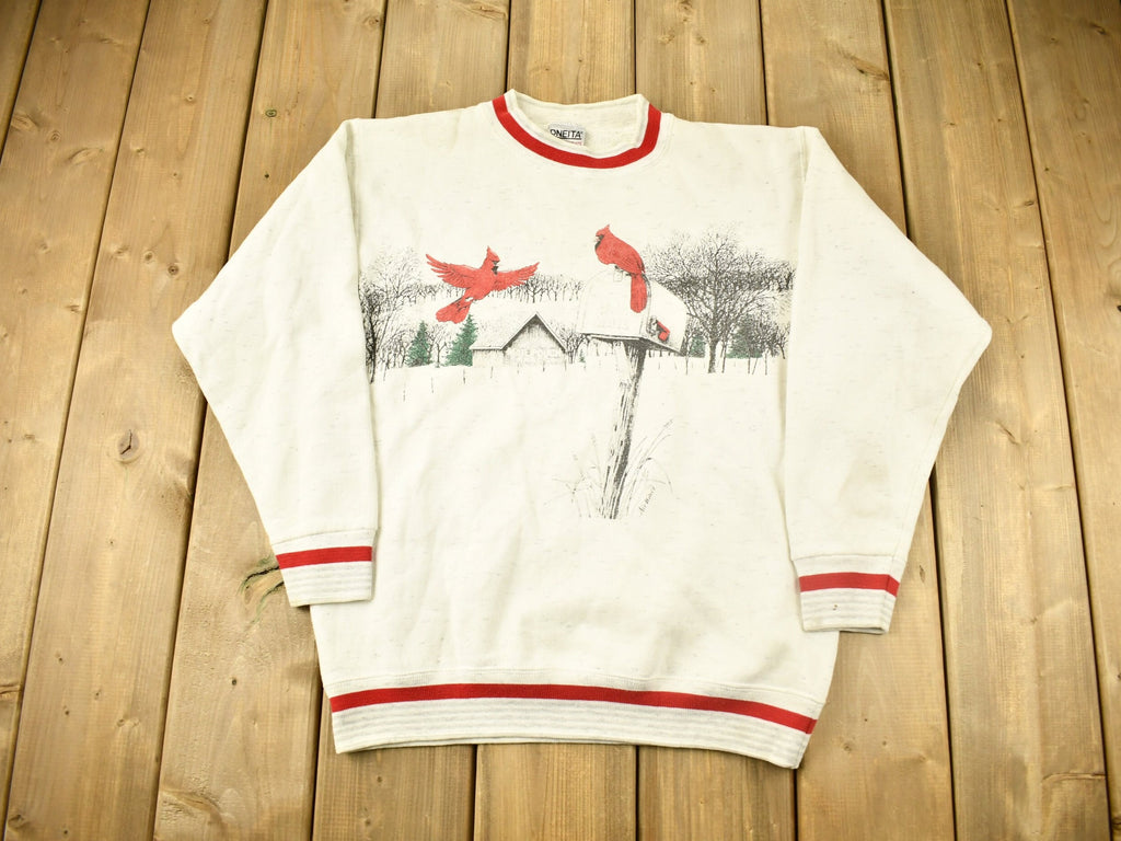 Vintage 1990s Winter Theme Cardinals Graphic Crewneck