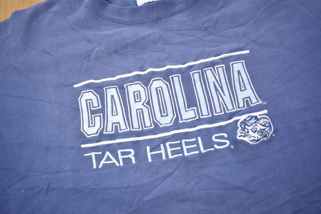 Vintage 1990s University of North Carolina Tar Heels Collegiate Crewneck  Majestic  NCAA Sweatshirt  Sportswear  Americana
