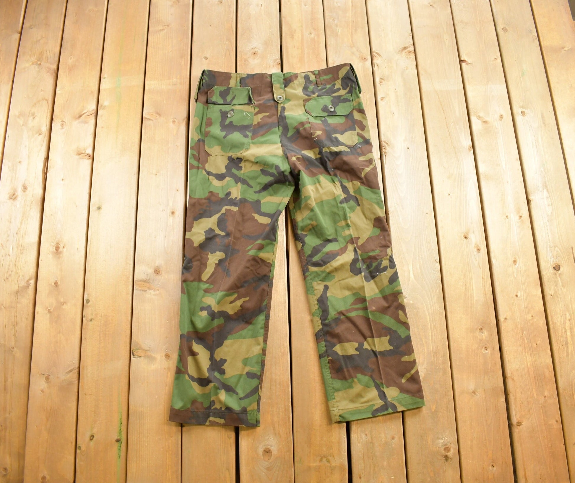 Vintage 1980s Army Camouflage Cargo Pants Size 38x30