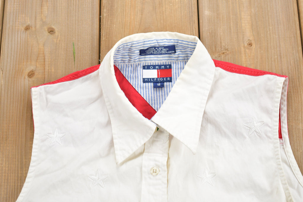 Vintage 1990s Tommy Hilfiger American Flag Stars & Stripes Button Up Vest