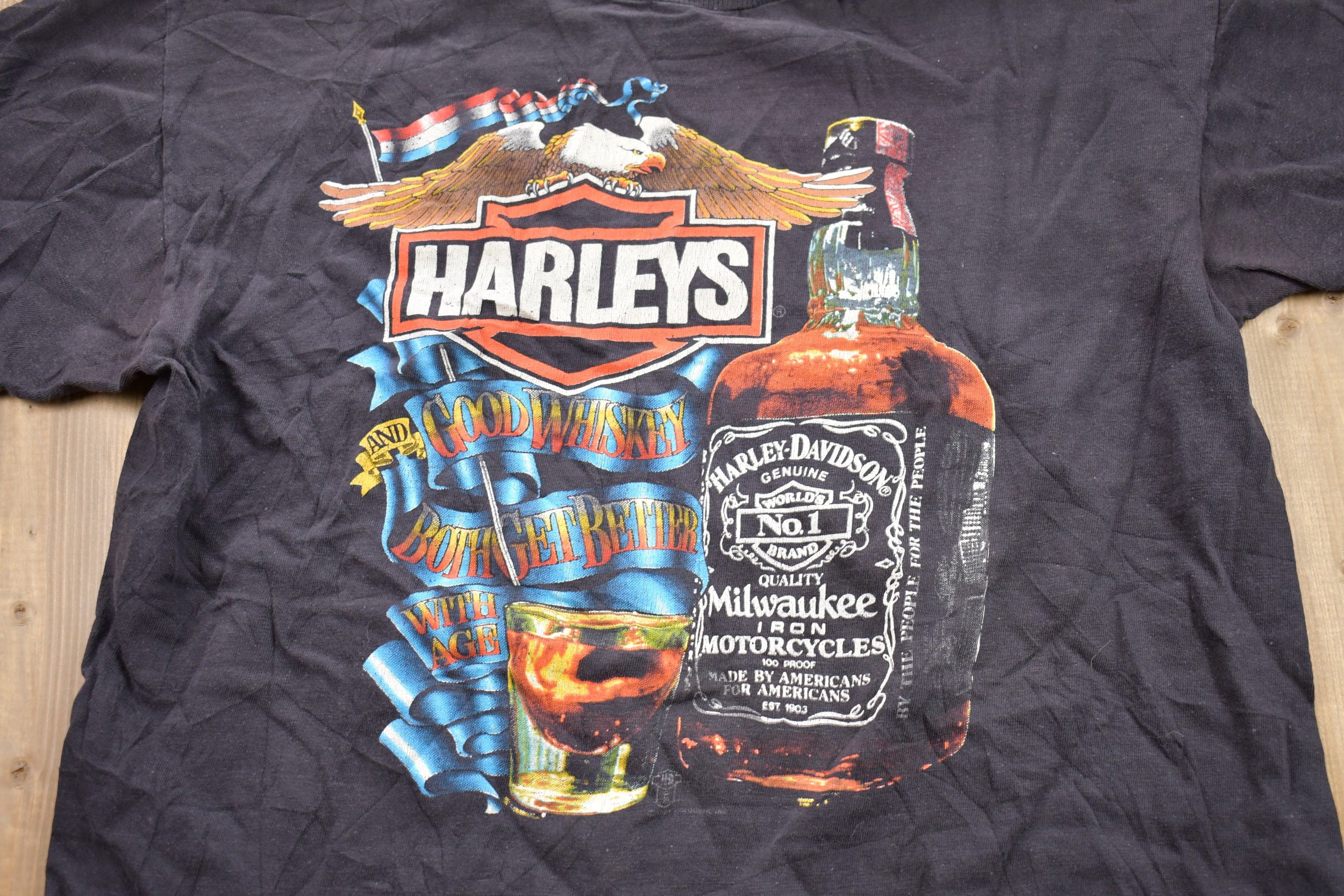 Vintage 1982 Harley Davidson Jack Daniels Graphic T-Shirt