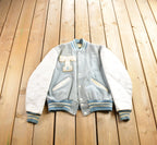 Vintage 1950s Thronridge Highschool Leather & Wool Embroidered Varsity Jacket Made In USA