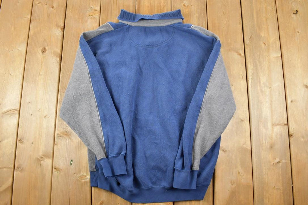 Vintage 1990s Apparel Zone Quarter Button Collared Crewneck Sweatshirt