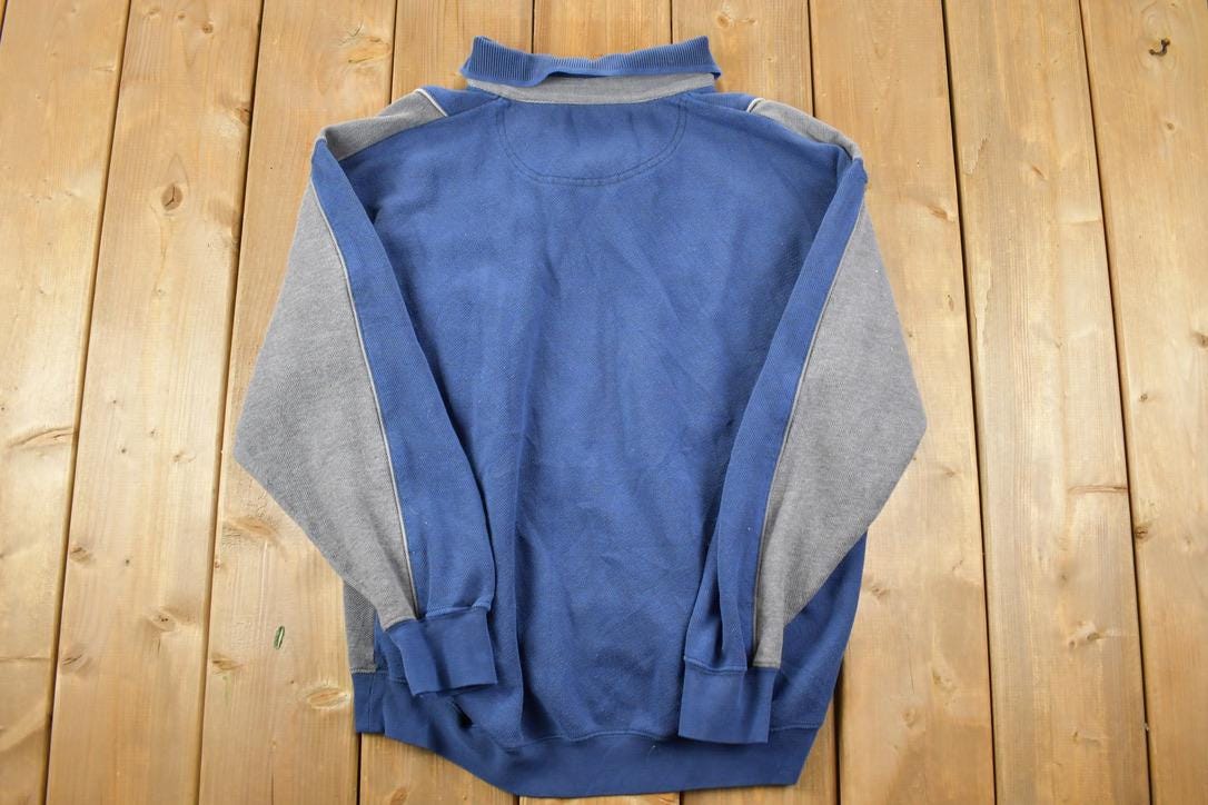 Vintage 1990s Apparel Zone Quarter Button Collared Crewneck Sweatshirt