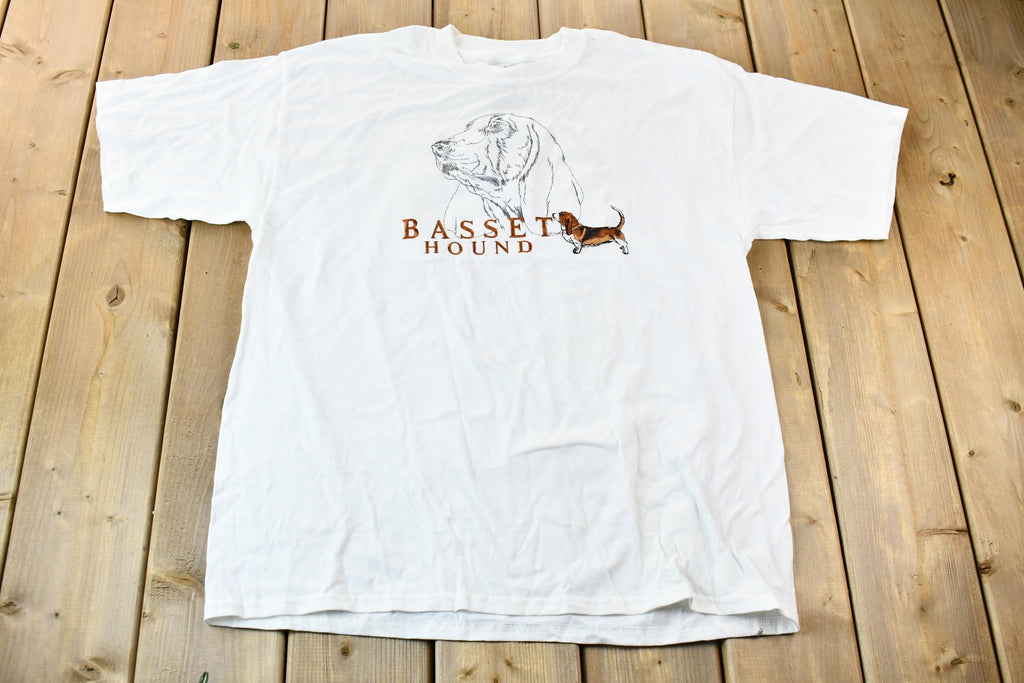Vintage 1990s GRS Dogs Embroidery and Graphic Single Stitch Basset Hound T-Shirt