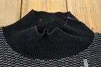 Vintage 1990s Fortune Knits Black and White Abstract Patterned Knit Turtleneck Sweater