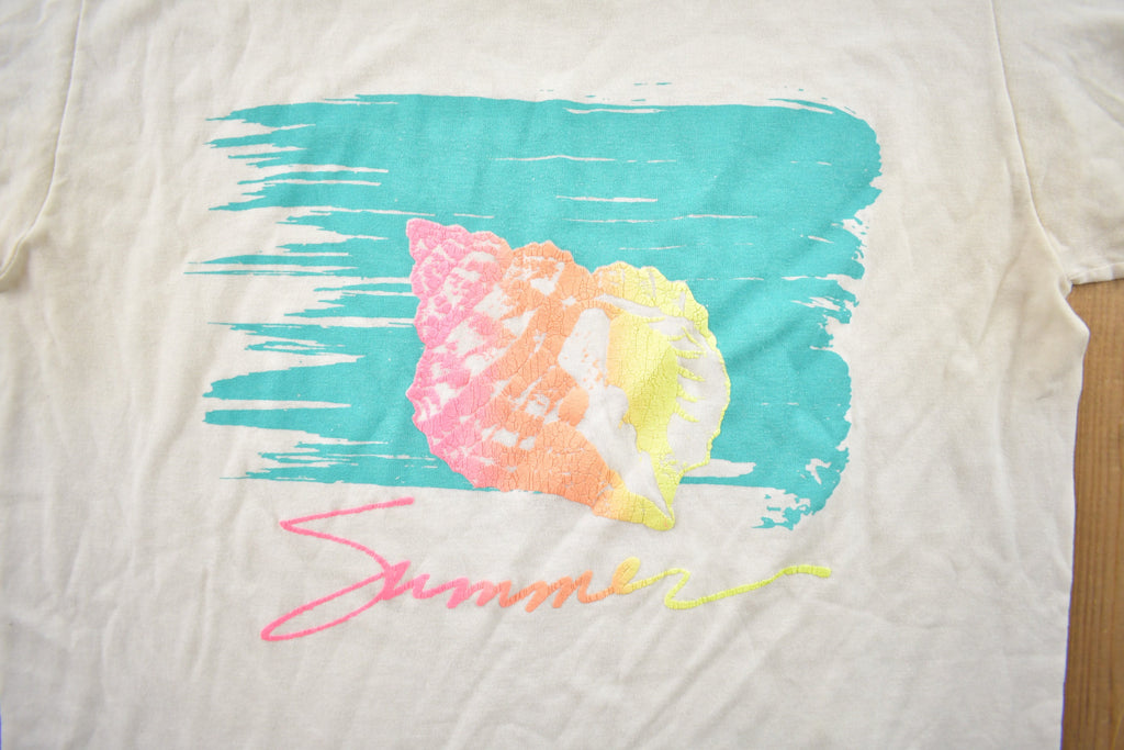 Vintage 1990s Summer Time Sea Shell Souvenir T Shirt