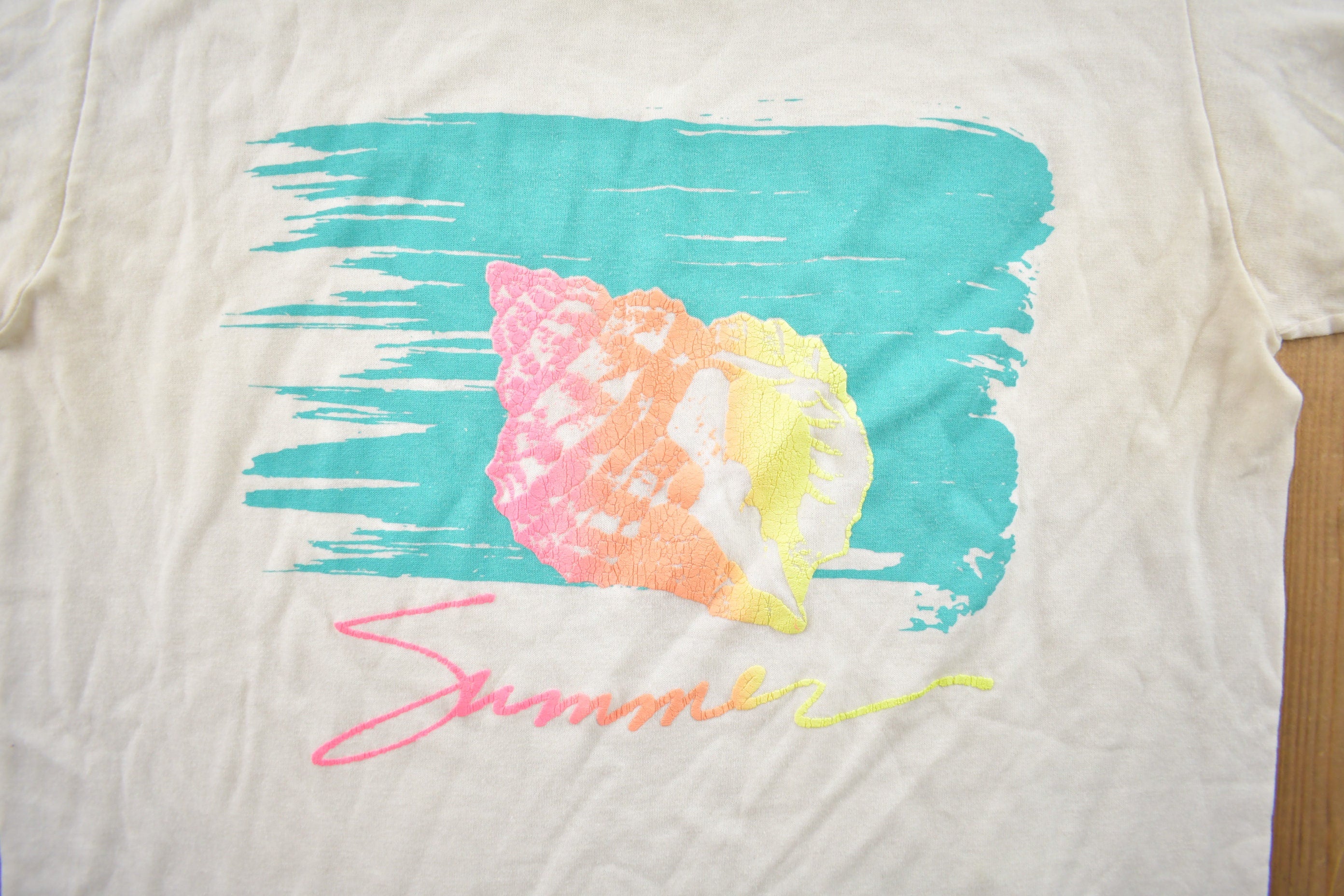 Vintage 1990s Summer Time Sea Shell Souvenir T Shirt