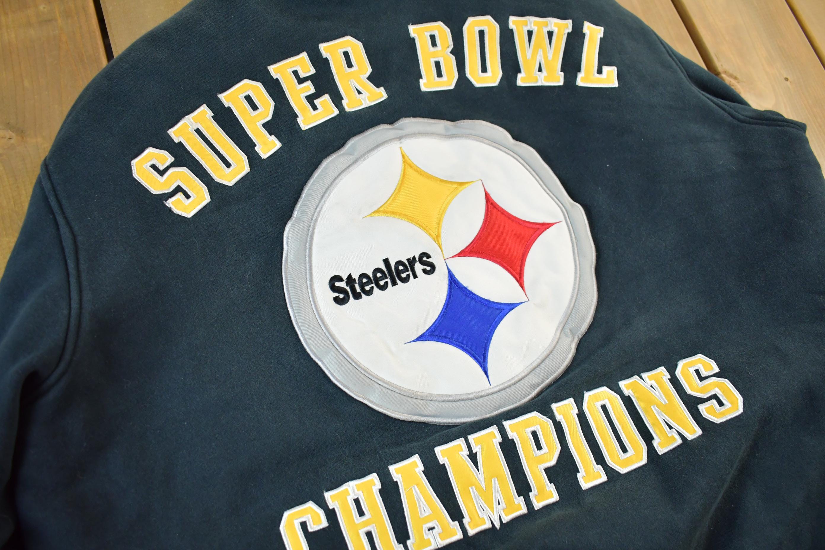 Vintage 2000s NFL Pittsburgh Steelers 6x Super Bowl Champions Embroidered Varsity Jacket Men's 2XL