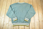 Vintage 1990s Gap V Neck Knit Cable Knit 100% Cotton Sweater Made In