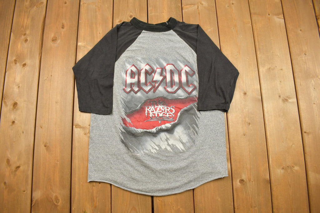 Vintage 1990s ACDC The Razers Edge Tour Band Baseball T-shirt
