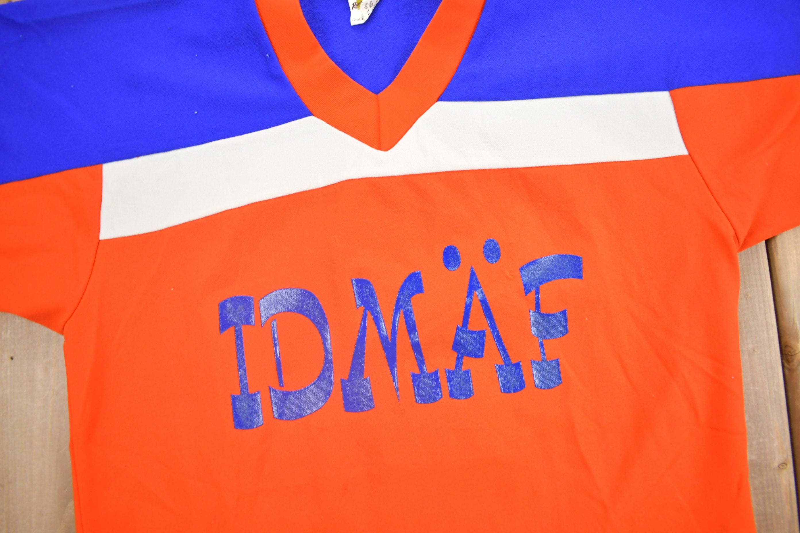 Vintage 1980s IDMAF Graphic Jersey Style T Shirt