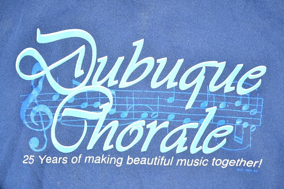 Vintage 1990s Dubuque Chorale Crewneck Sweatshirt Mens L / Made In USA / 90s Souvenir Crewneck / Vintage Souvenir Crewneck / Streetwear