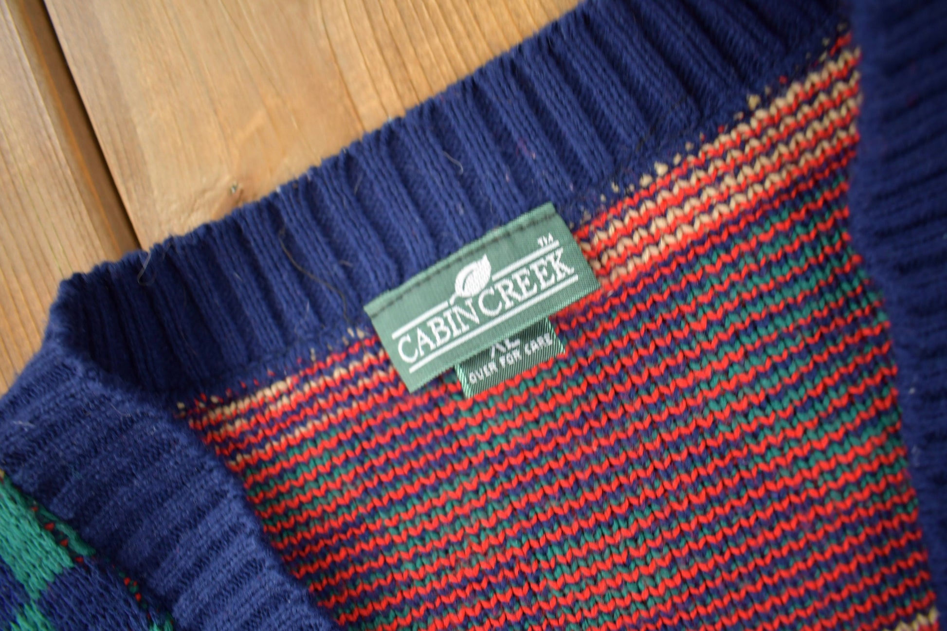 Vintage 1990s Cabin Creek Heart Patchwork Knit Cardigan Sweater