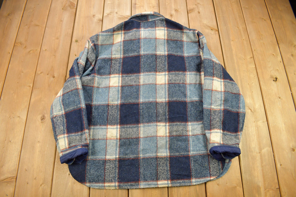 Vintage 1980s Double Breasted Plaid Flannel Button Up Shirt