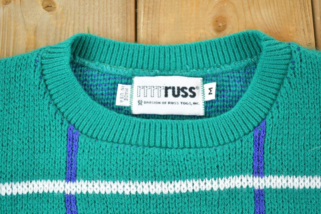 Vintage 1990s Russ Knit Abstract Pattern Crewneck Sweater Vest