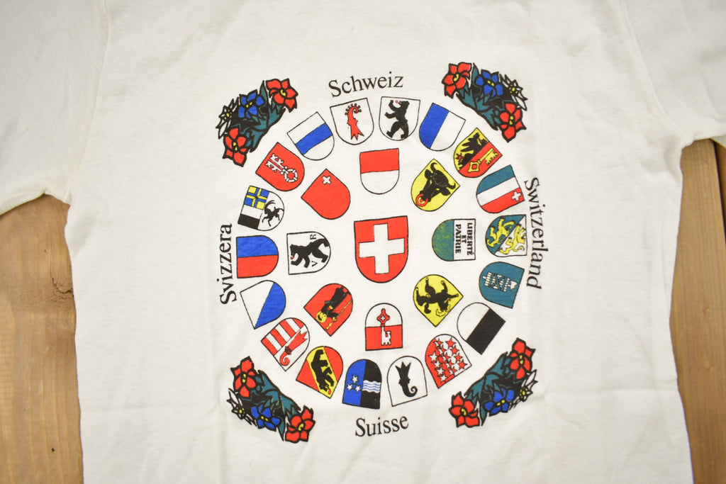 Vintage 1980s Switzerland Flags Theme Souvenir T Shirt