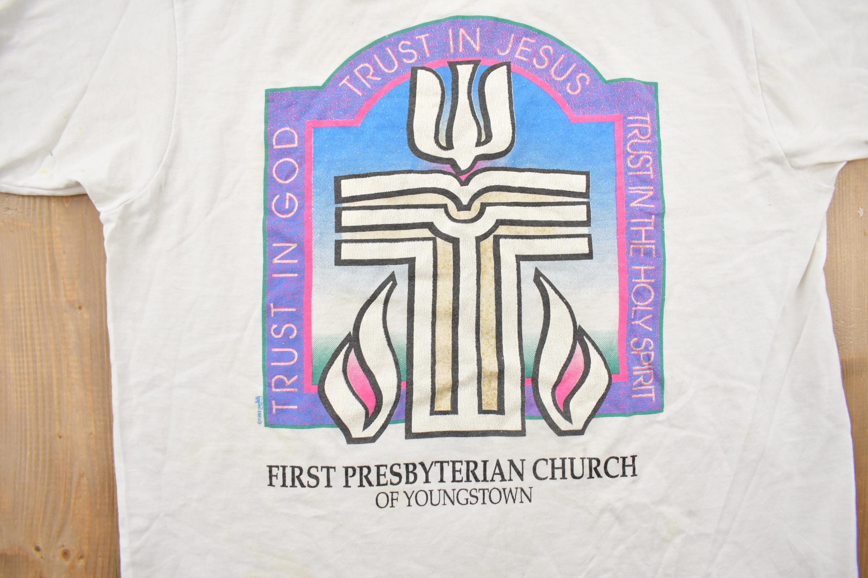 Vintage 1990s Trust In Jesus Youngstown Ohio Souvenir Church T-Shirt