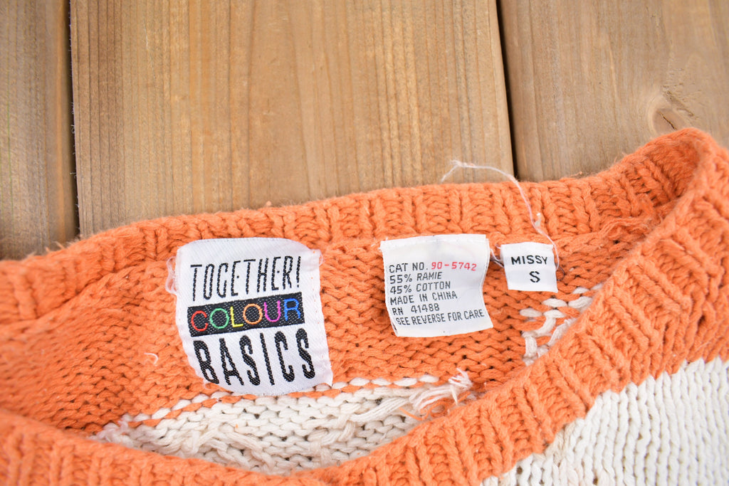 Vintage 1990s Orange Abstract Pattern Cardigan Sweater
