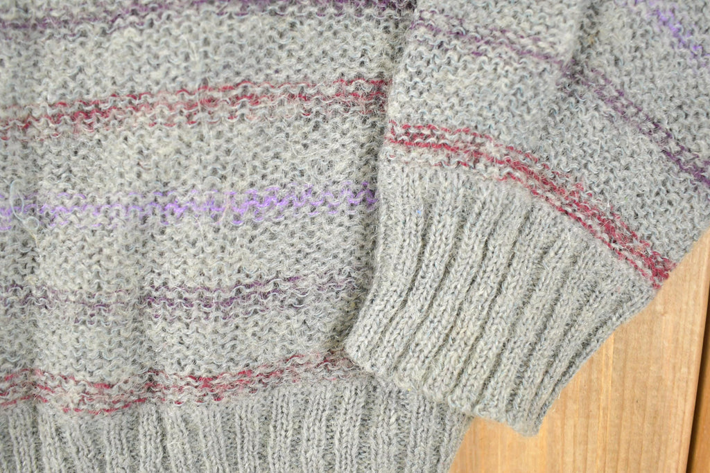Vintage 1970s Glynn Manson Loose Knit Striped Crewneck Sweater Mens S