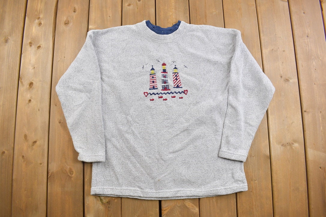 Vintage 1990s Cute Lighthouse Crewneck Sweatshirt