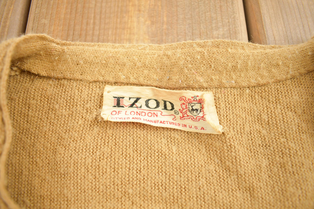 Vintage 1970s IZod Knit Embroidered Cardigan Sweater Made In USA
