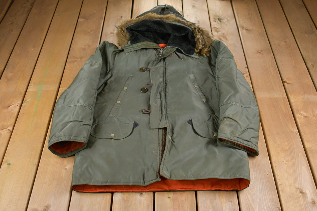 Vintage 1970s Full Length Fur Hooded Puffer Jacket