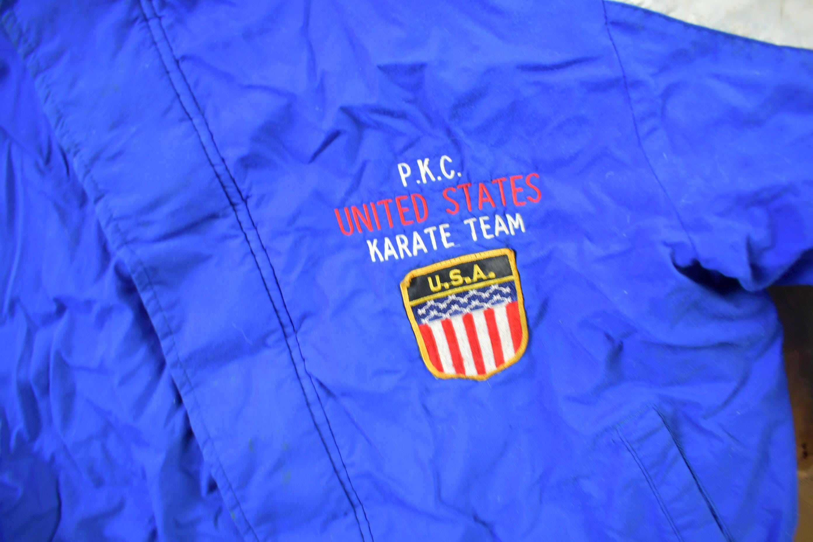 Vintage 1990s United States Karate Team Jacket  Embroidered  Made In USA  King Louie