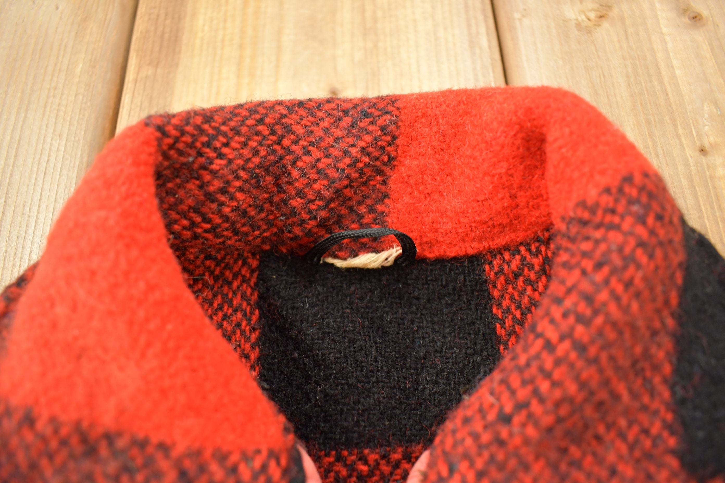 Vintage 1970s Storm Hero Wool Buffalo Plaid Zip Up Jacket