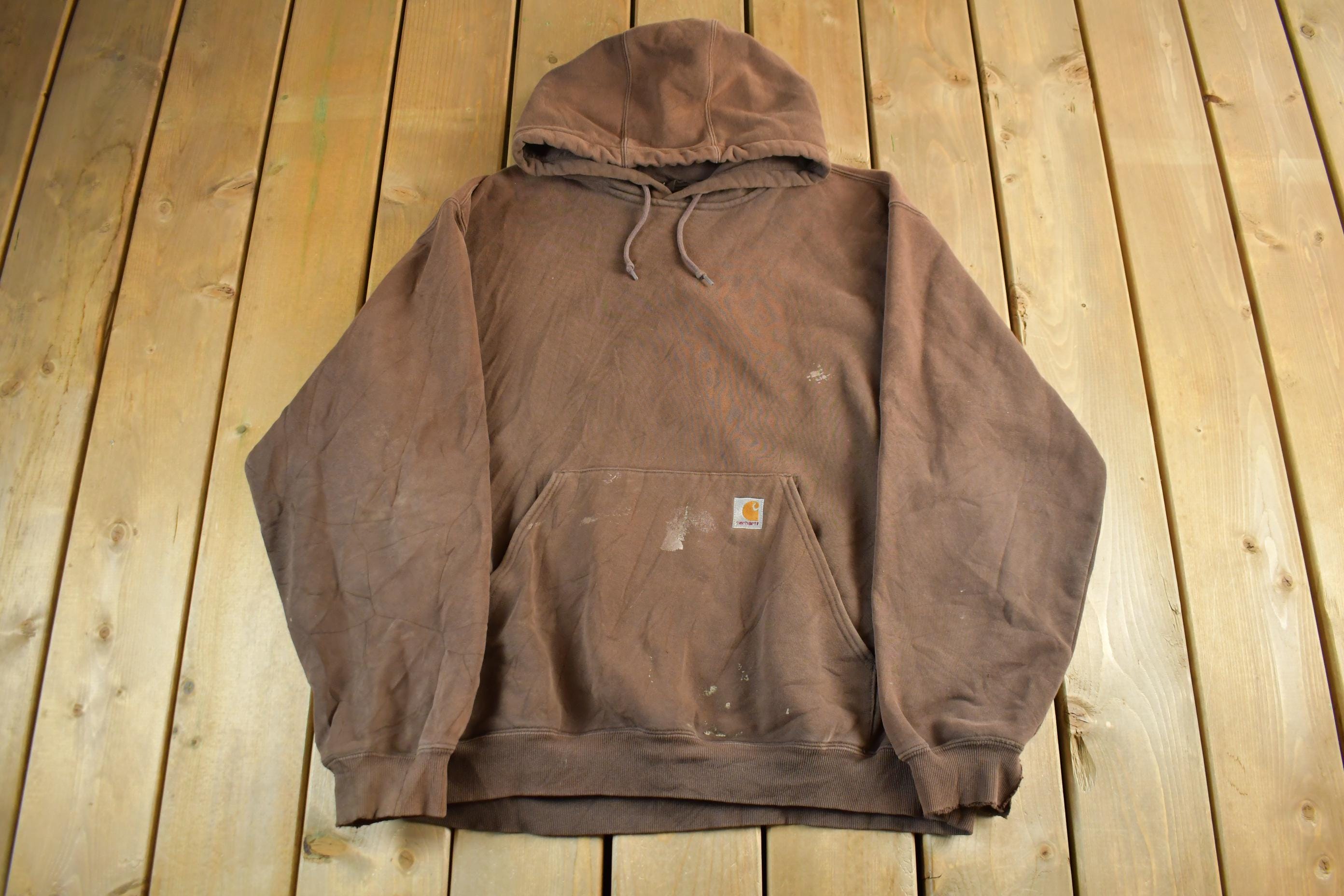 Vintage 1990s Carhartt Heavyweight Paint Distressed Hoodie Size 2XL