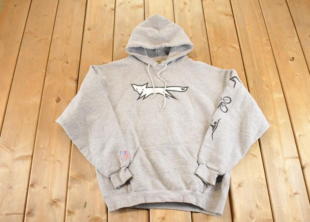 Vintage 1990s Fox Cities Triathlon Club Souvenir Hoodie Sweatshirt Men's M