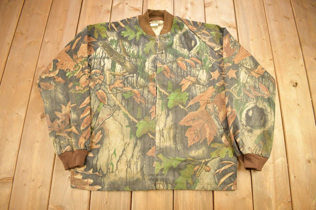 Vintage 1990s IDEAL Tree Camo Windbreaker Bomber Jacket