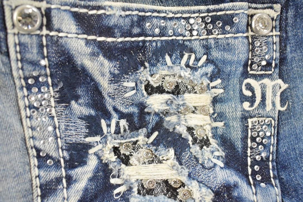 Vintage Deadstock Y2K Miss Me Bedazzled Low Rise Jeans Women's Size 26x31