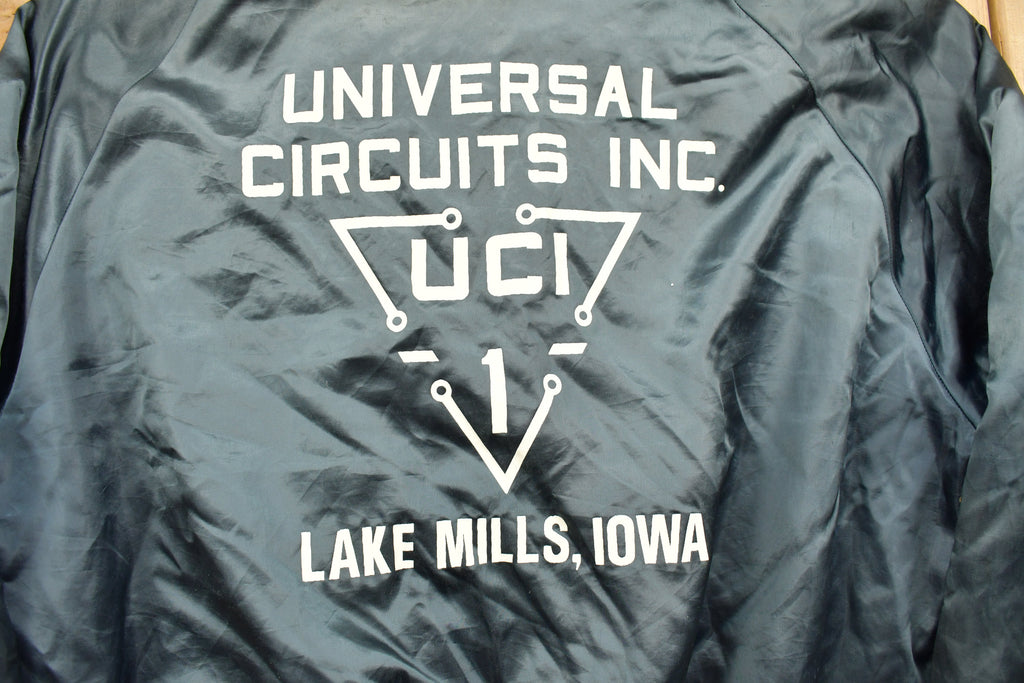 Vintage 1990s Dunbrooke Lake Mills Iowa Satin Bomber Jacket  Snap Button  Streetwear  Souvenir Jacket  Made In USA  Streetwear  Iowa
