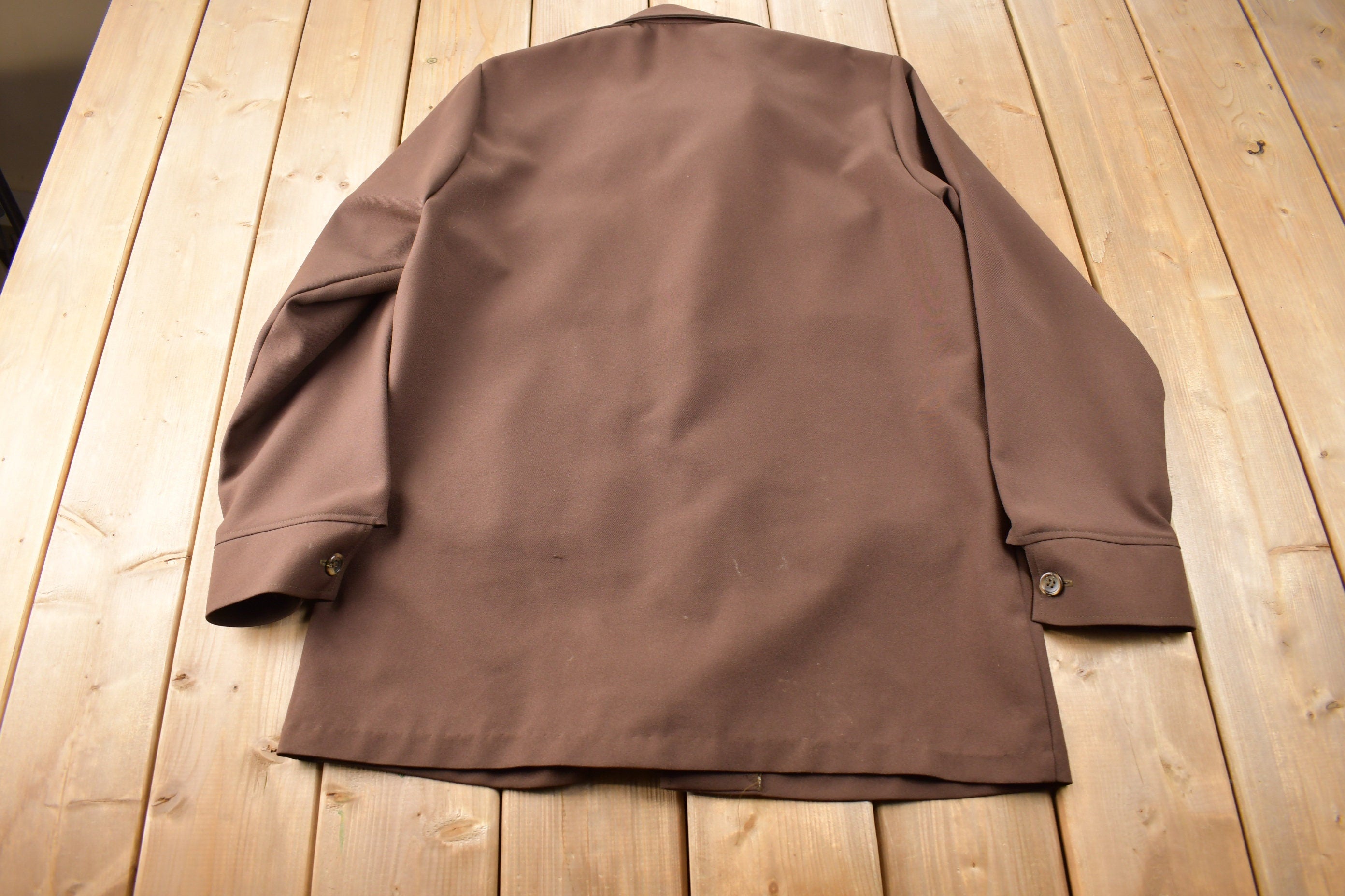 Vintage 1970s Levi's Panatela Tops Brown Western Style Button Up Shirt Made in USA Size XL