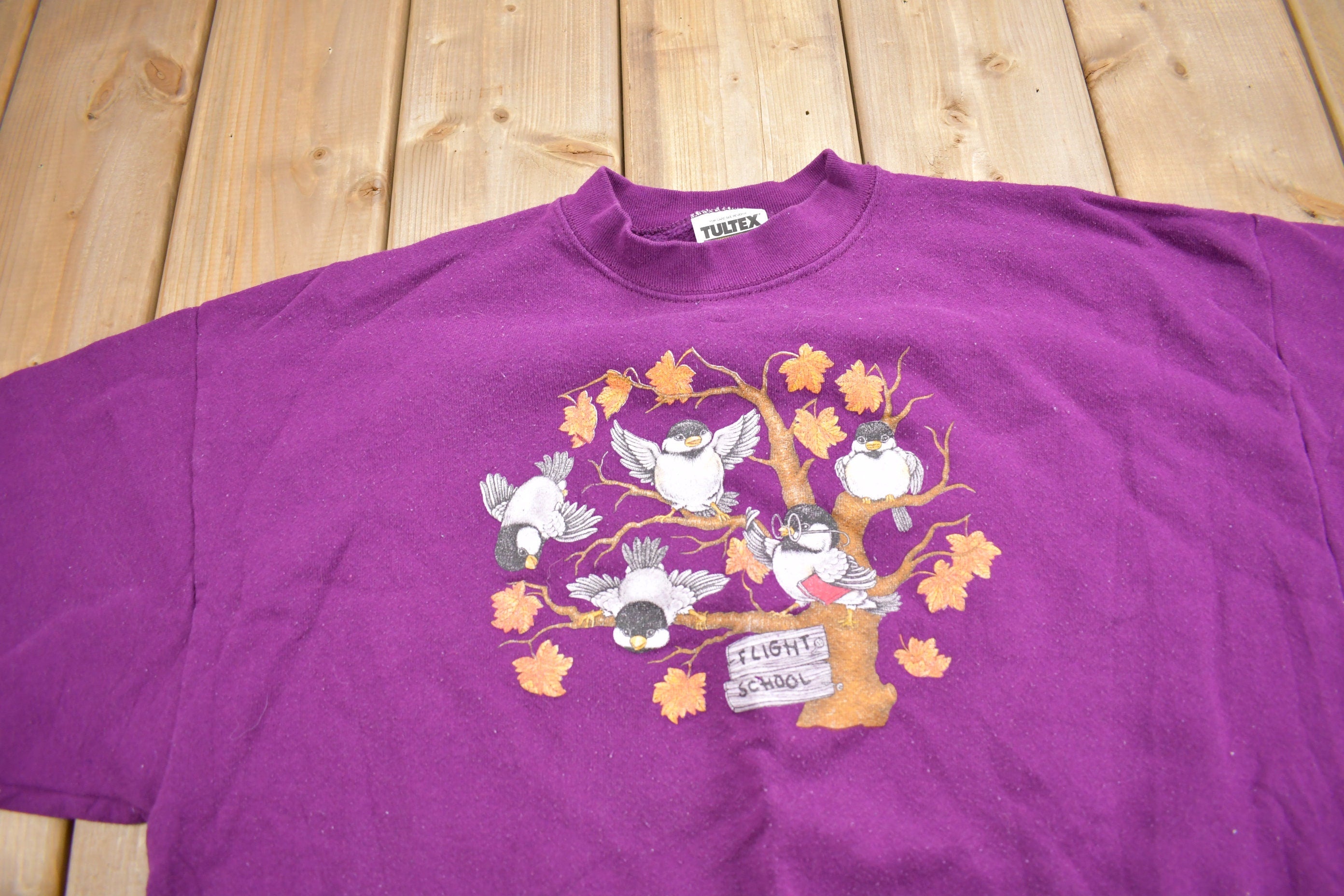 Vintage 1990s Cute Birds Graphic Crewneck Sweater