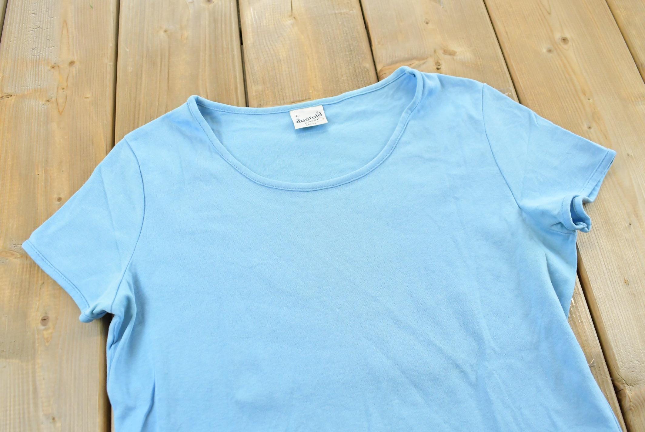 Vintage 1980s Duofold Sport Ladies Blank Blue T-Shirt Women's M