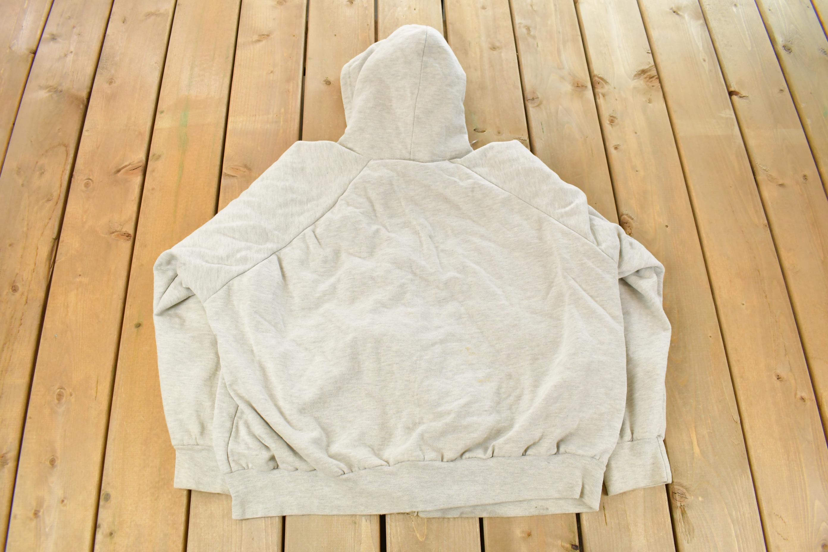 Vintage 1990s Woodland Blank Grey Thermal Lined Hoodie Men's XL