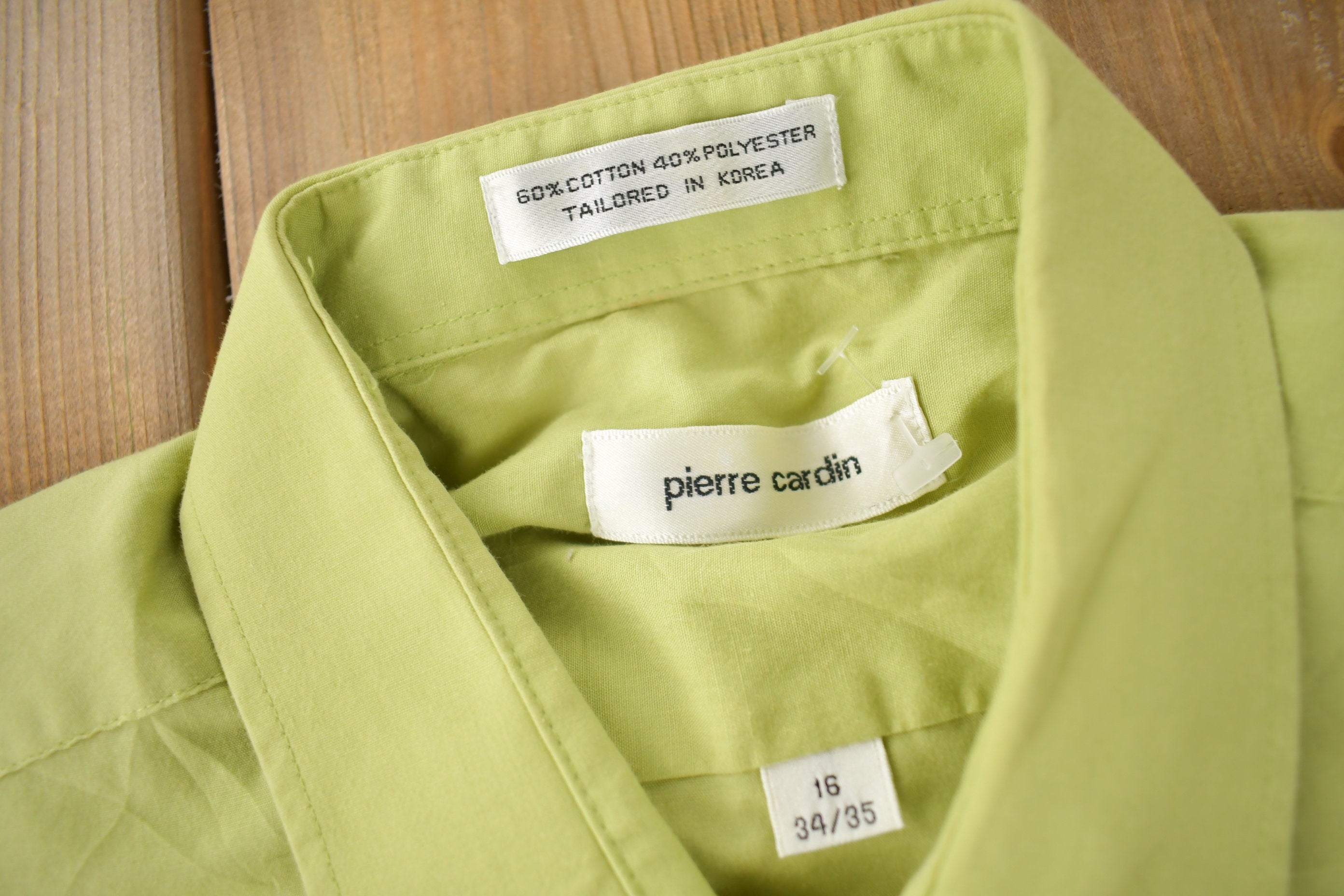 Vintage 1990s Pierre Cardin Green Button Up Dress Shirt