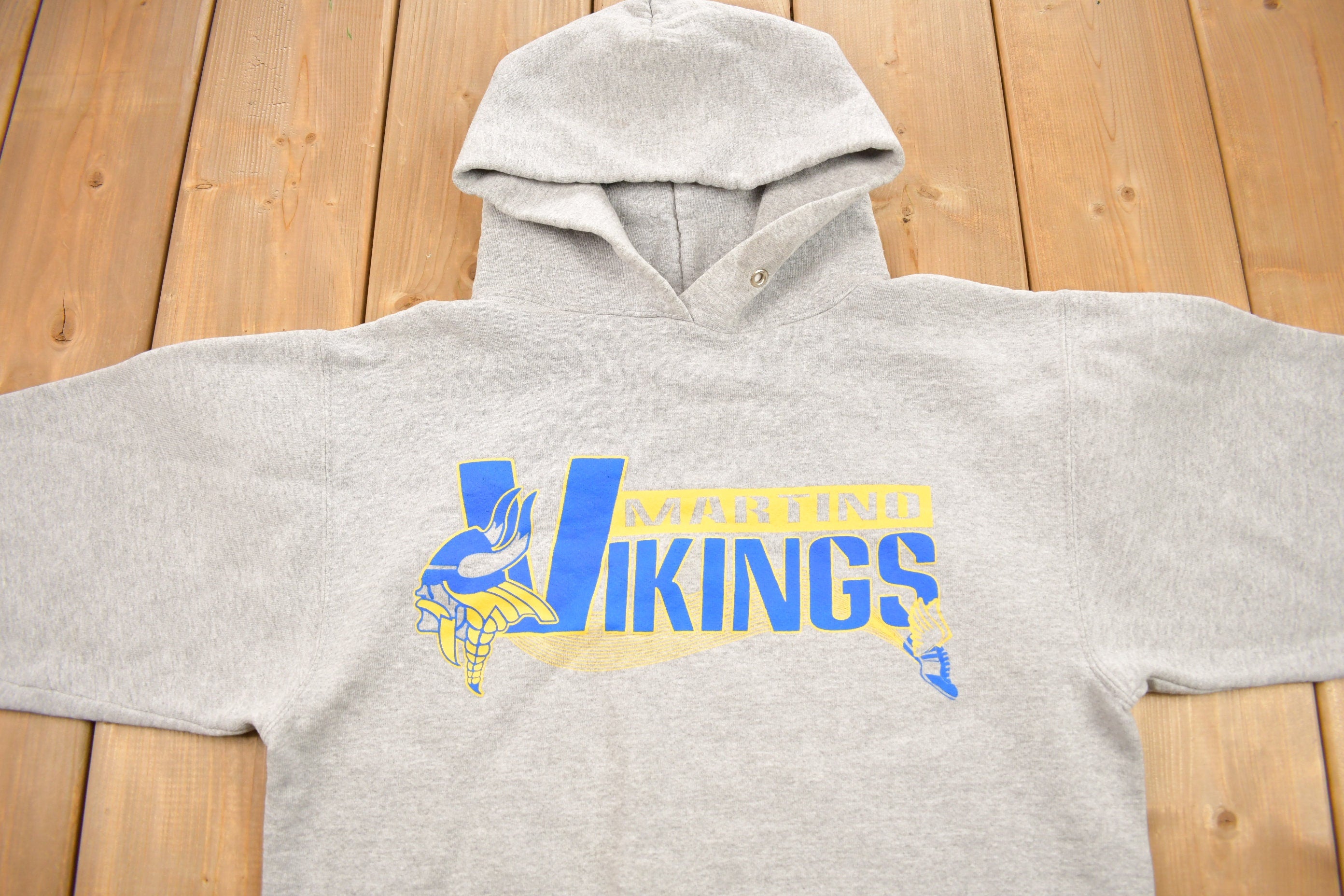 Vintage 1990s Martino Vikings Graphic Heavy Weight Hoodie