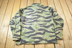 Vintage 1960s Tigercamo Stripe Military Camouflage Button Up Jacket