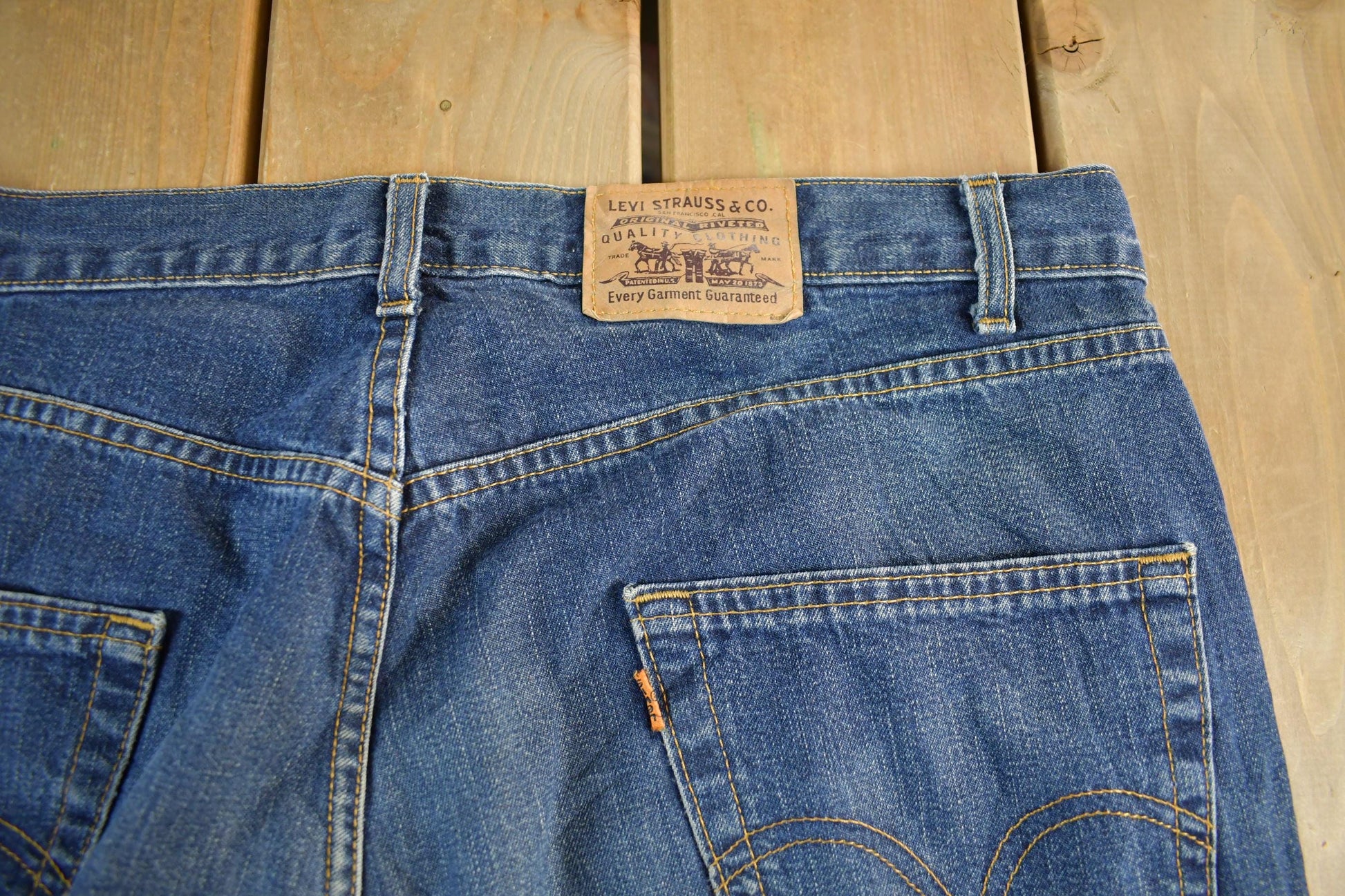 Vintage 1980s Levi's Orange Tab Bell Bottom Flare Denim Jeans Men's Size 38 x 31