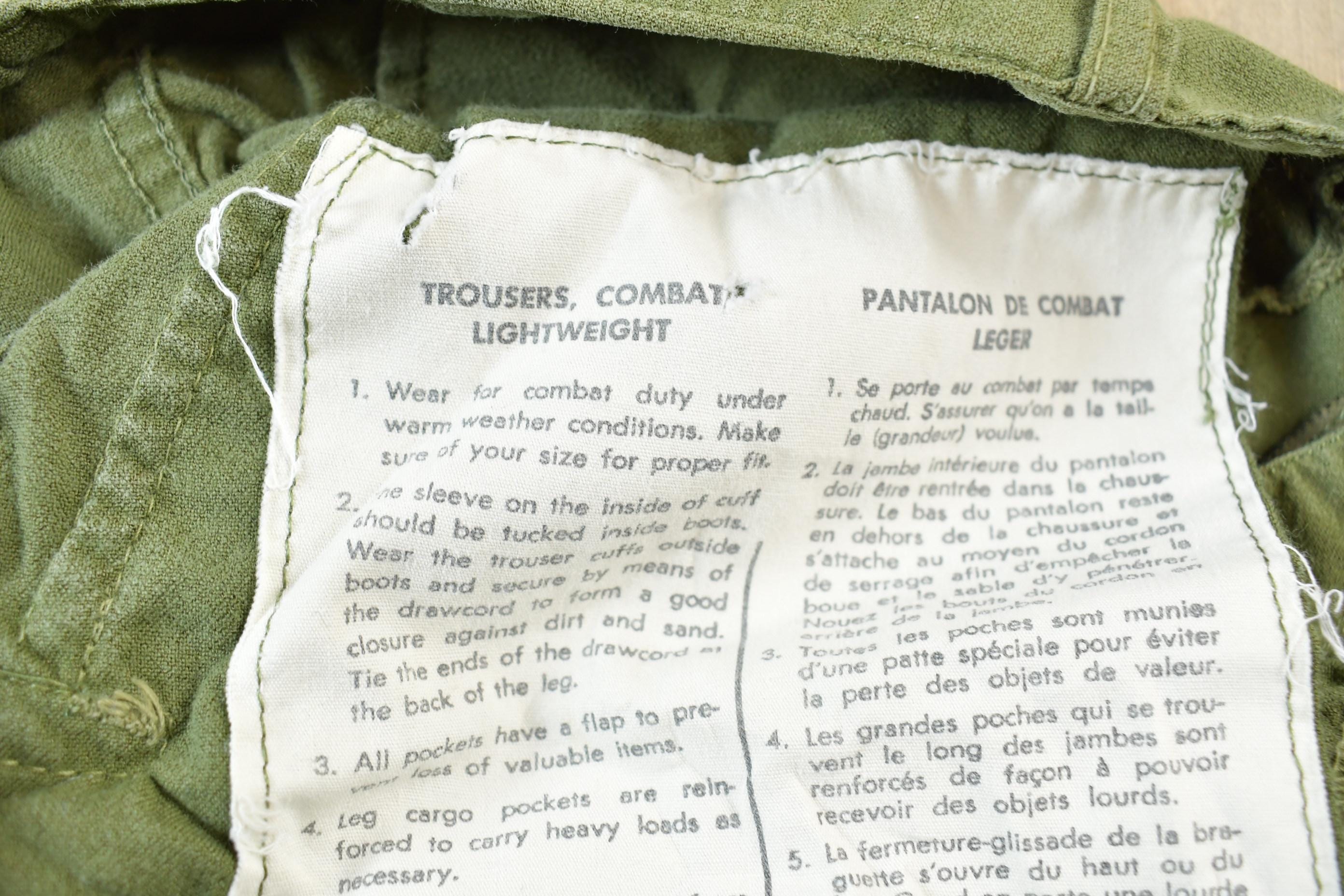 Vintage 1971 OG 107 Military Cargo Field Trousers Size 32 x 31