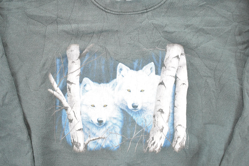 Vintage 1990s Two White Wolf Heavyweight Outdoorsman Crewneck Sweatshirt Men's L
