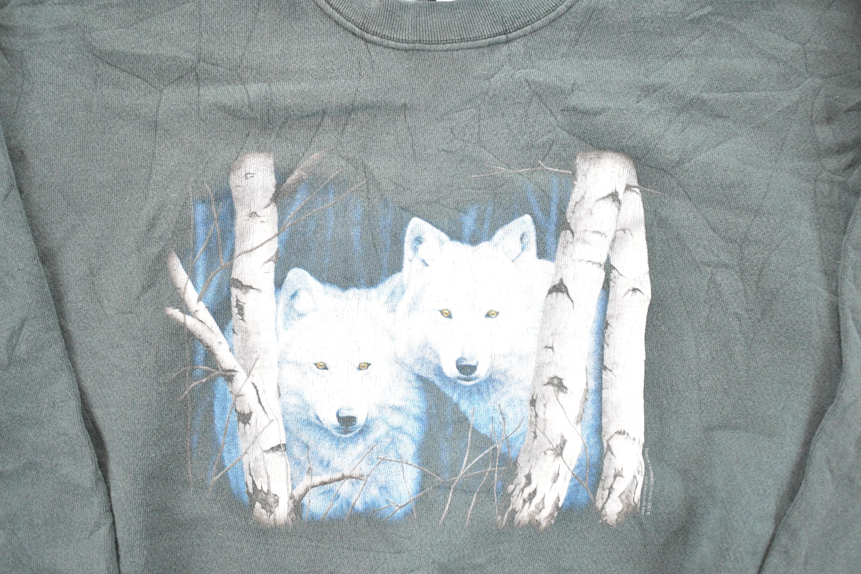 Vintage 1990s Two White Wolf Heavyweight Outdoorsman Crewneck Sweatshirt Men's L