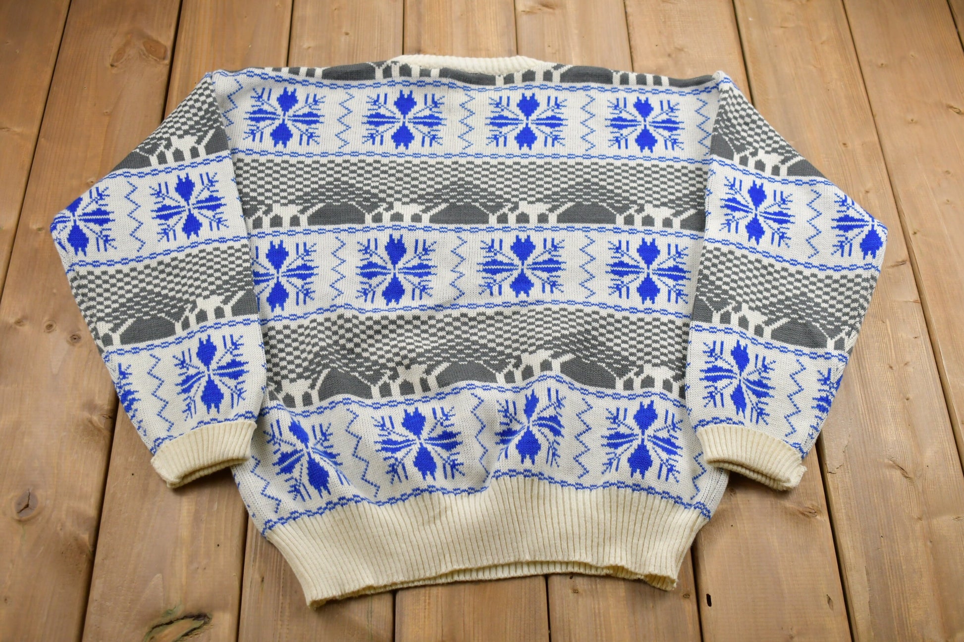 Vintage 1980s Abstract Print Knitted Sweater