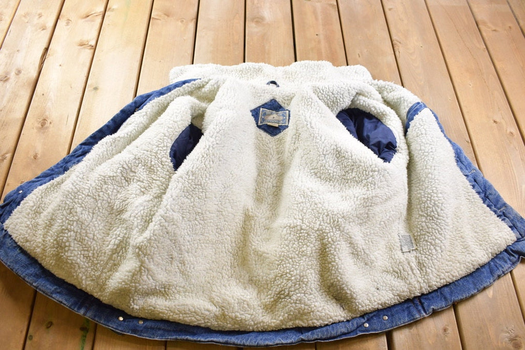 Vintage 1990s Brittania Outerwear Sherpa Lined Denim Jacket / Vintage Denim / Streetwear / Vintage Fall Outerwear / Fall Jacket / Button Up