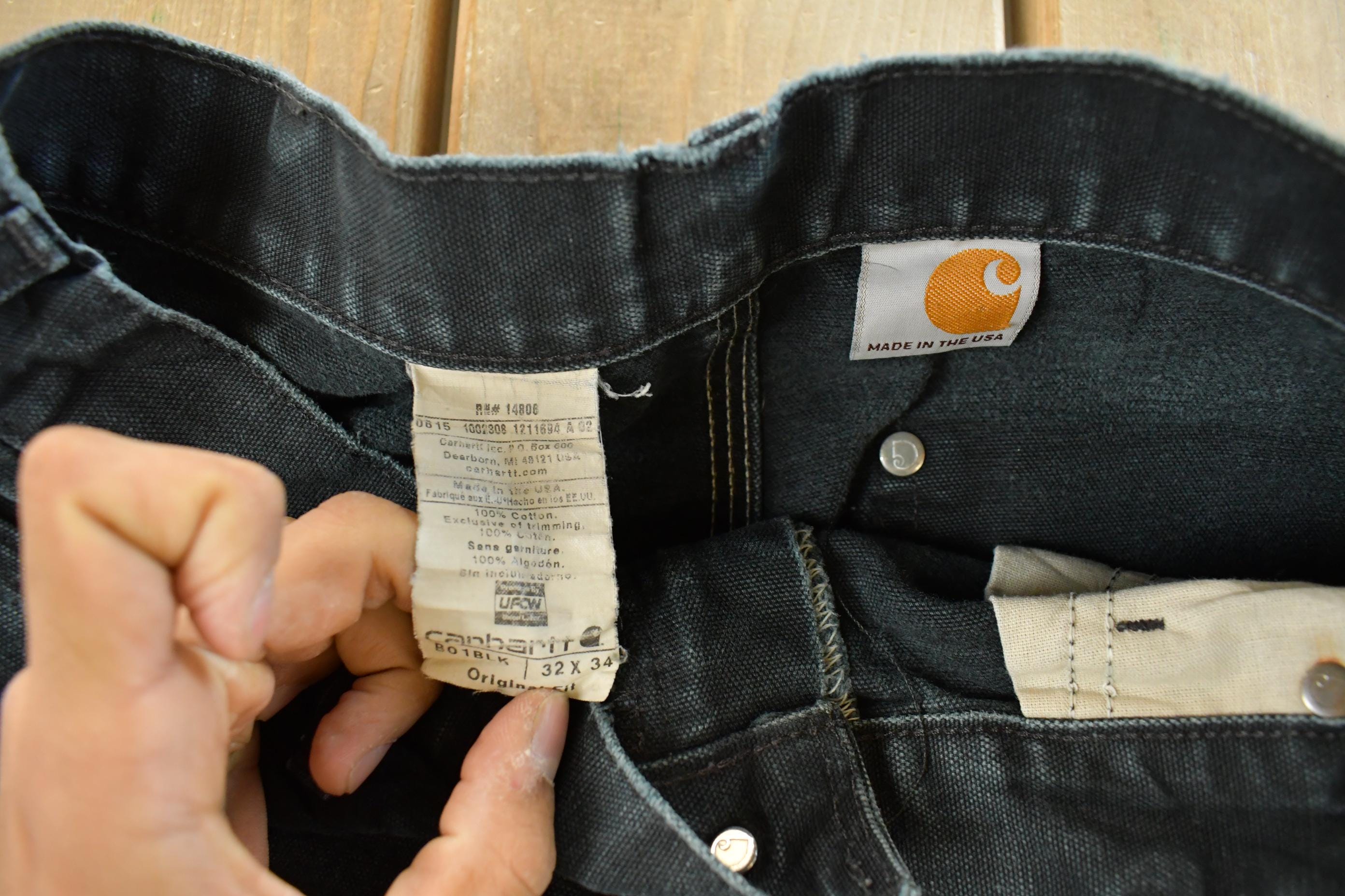 Vintage 1990s Carhartt Distressed Sun Faded Double Knee Pants Men's 31 x 32