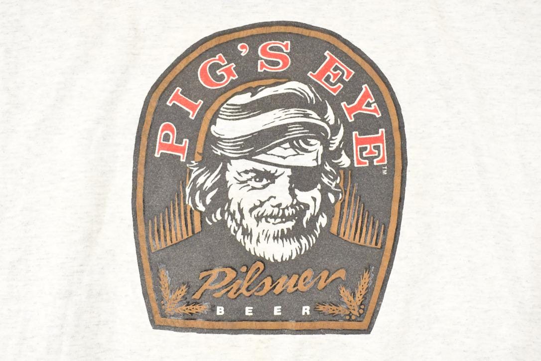 Vintage 1990s Pig's Eye Pilsner Souvenir Travel T-Shirt Men's XL
