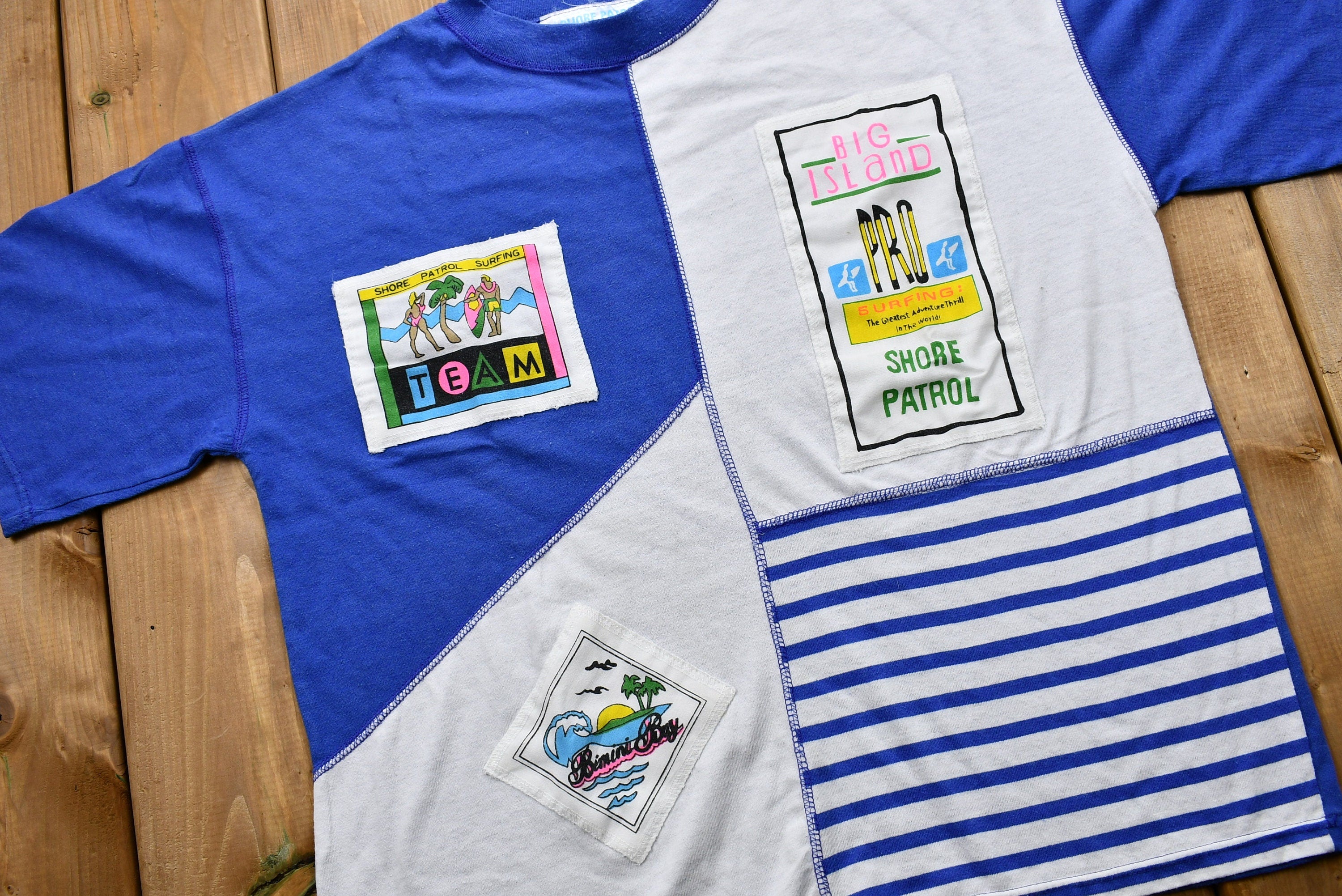 Vintage 1990s Shore Patrol Surfing Team Color Block T-Shirt